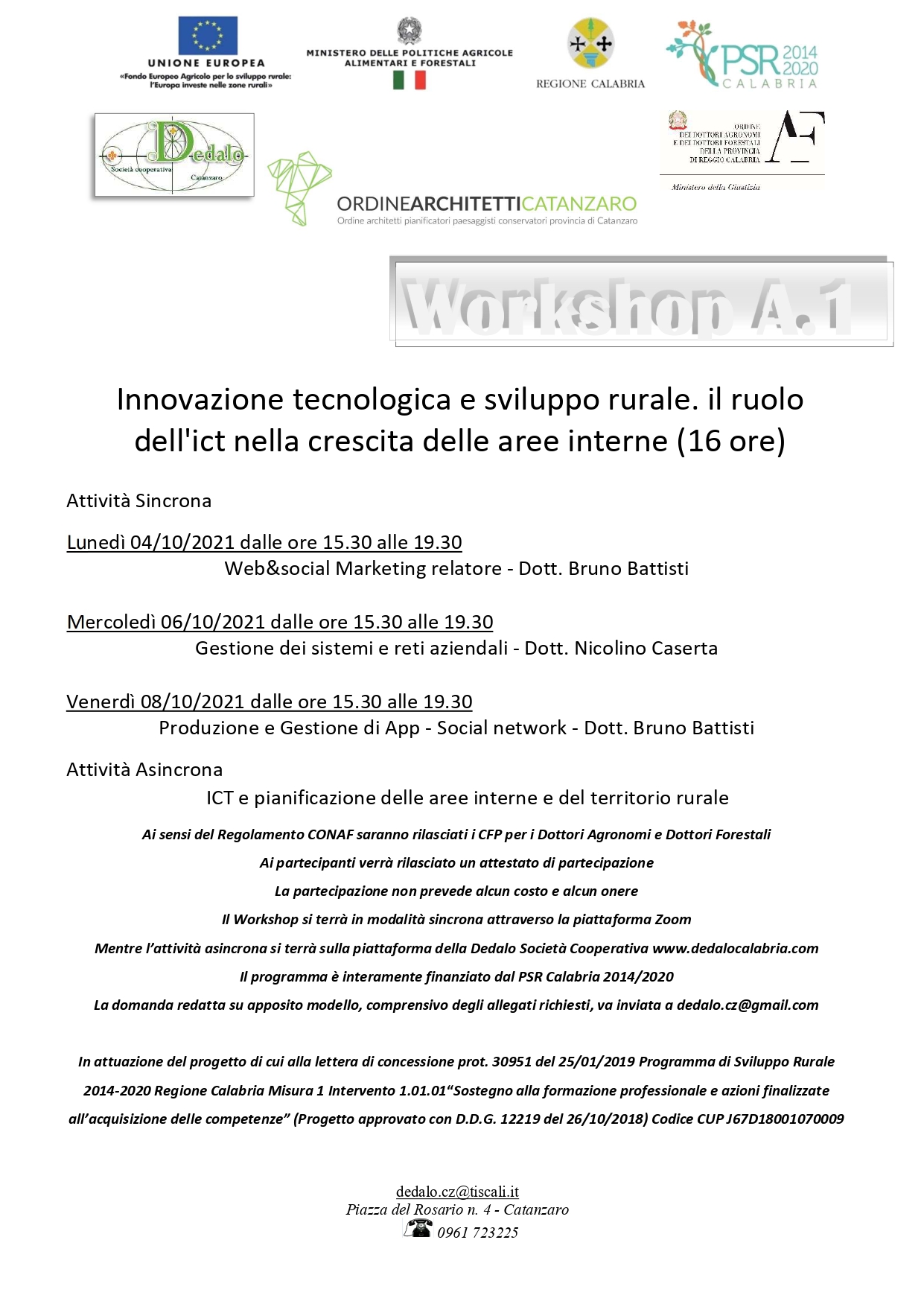 Workshop A.1 Innovazione tecnologica e sviluppo rurale. Il ruolo dell’ICT nella crescita delle aree interne